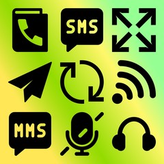 Vector icon set  about mobile device with 9 icons related to newsletter, news, shape, young and mail