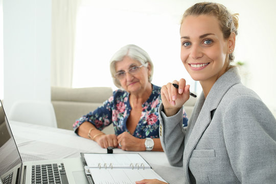 real-estate agent with senior
