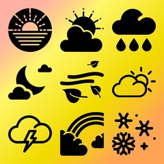 Vector icon set  about weather with 9 icons related to sphere, blue, overlay, flying and lightning