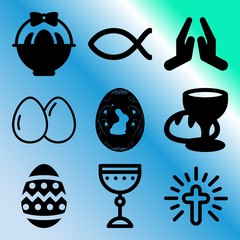 Vector icon set  about easter with 9 icons related to blood, celebration, wood, jesus and art