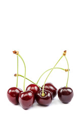 Fruits of a sweet cherry on white background.
