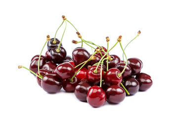 Fruits of a sweet cherry on white background.