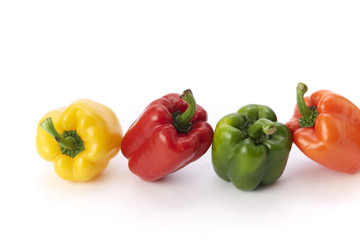 Colorful bell pepper vegetable on white background