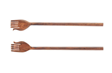 Wooden backscratcher on white background.