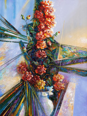 Artwork. Camellia in the vase. Author: Nikolay Sivenkov.