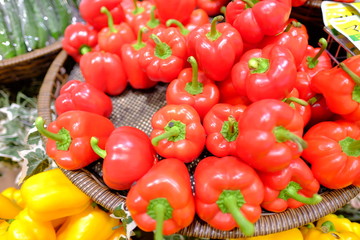 Fresh red and yellow pepper healthy style