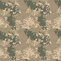 Military camouflage seamless pattern in green, beige and brown colors