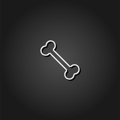 Bone icon flat. Simple White pictogram on black background with shadow. Vector illustration symbol