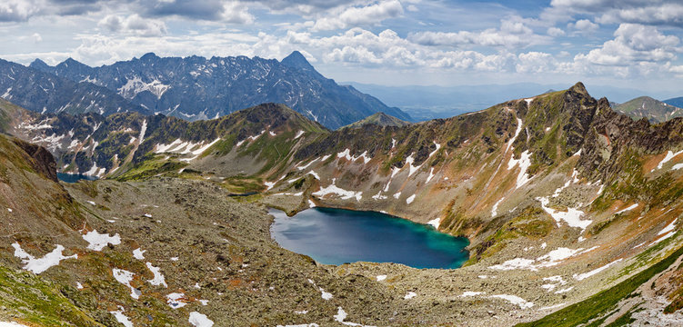 Panoramic view of the mountain landscape, Tatra National park, Poland. High Tatras, Carpathian mountains
