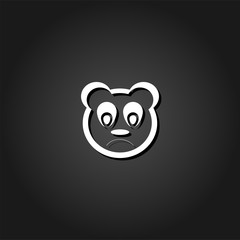 Sad panda icon flat. Simple White pictogram on black background with shadow. Vector illustration symbol