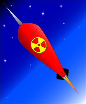Retro Style Cartoon Nuclear Rocket