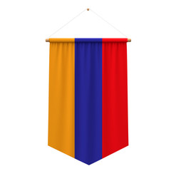 Armenia flag cloth hanging banner. 3D Rendering