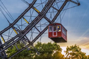Papier Peint photo autocollant Vienne Ferris wheel in the Prater, amusement park, Prater, Vienna, Austria, Europe