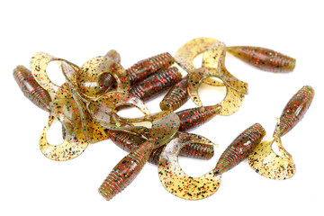 Fishing lure silicone twister on white background