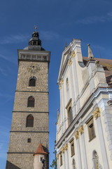 Black Tower, St. Nicholas Cathedral, Ceske Budejovice, also Bohemian Budweis, Budvar, Bohemia, Czech Republic, Europe