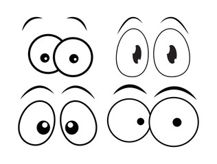 cartoon eyes set for comic book vector design isolated on white