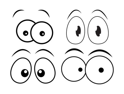 cartoon eyes set for comic book vector design isolated on white