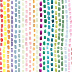 Hand painted abstract brush strokes in blue yellow pink green colors on white background. Seamless abstract repeating background.