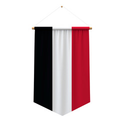 Yemen flag cloth hanging banner. 3D Rendering