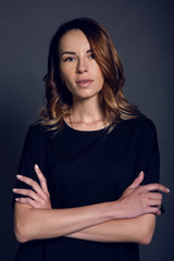 portrait of a girl on a gray background