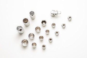 automotive tool kit chrome vanadium a white background