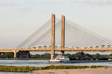 Cable-stayed Martinus Nijhoffbridge over river Waal