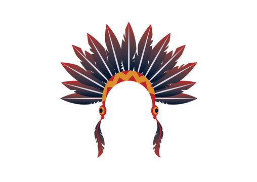 Indian headband vector. Symbols of indigenous people. Indian headband icon. Indian headdress on a white background