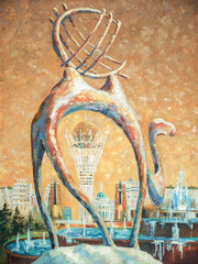  Astana is the golden pearl of Kazakhstan. Painting: canvas, oil. Author: Nikolay Sivenkov.