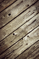 oblique detail of the old wooden floor