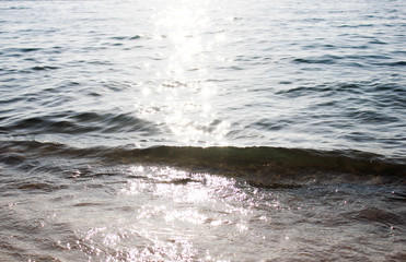 Beautiful waves in the sea at sunset, Waves on the ocean, Greece, Water wave splashes