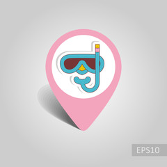 Diving Mask pin map icon. Summer. Vacation