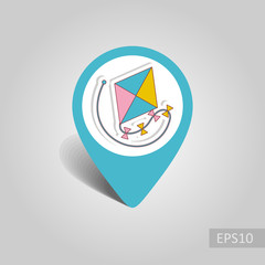 Kite pin map icon. Summer. Vacation