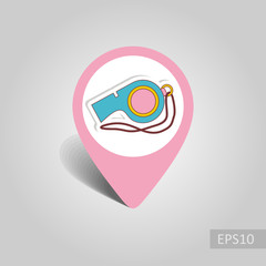 Whistle pin map icon. Summer. Vacation