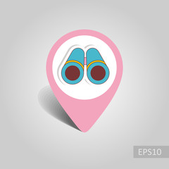 Binoculars pin map icon. Summer