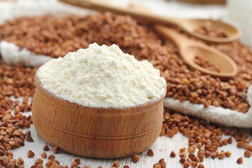Buckwheat flour on the table