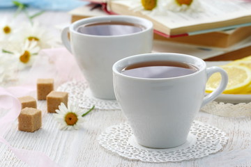 Fototapeta na wymiar Tea time. Cup of tea for relaxation