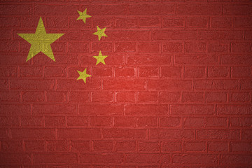 Flag of China on brick wall background, 3d illustration