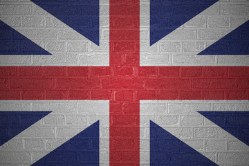Flag of Great Britain on brick wall background, 3d illustration