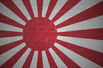 Flag of Japan on brick wall background, 3d illustration