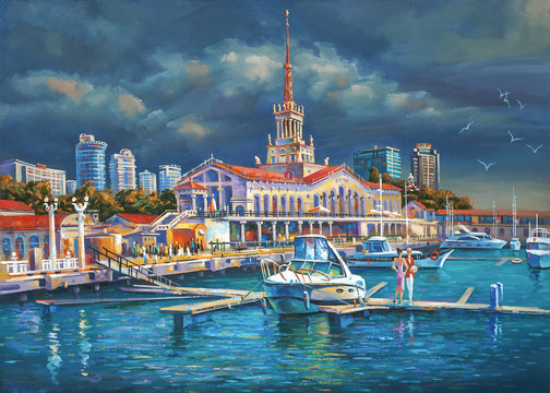 Набережная. Беседка. Художник Сочи - Андрей Фомин