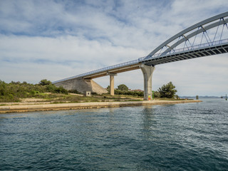 Bridge between two islands Ugljan and Pasman  in Croatia called Zdrelac