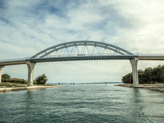 Obraz premium Bridge between two islands Ugljan and Pasman in Croatia called Zdrelac
