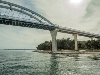 Bridge between two islands Ugljan and Pasman  in Croatia called Zdrelac