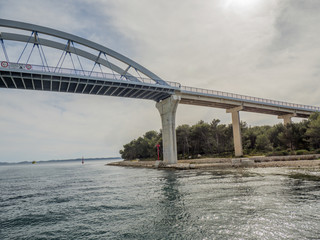 Fototapeta premium Bridge between two islands Ugljan and Pasman in Croatia called Zdrelac