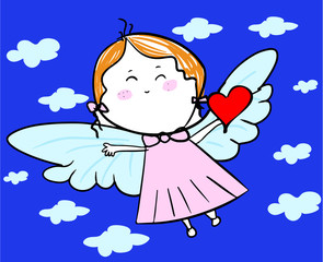 Little angel girl vector