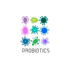 probiotics bacteria logo. concept of healthy nutrition ingredient for therapeutic purposes. simple flat style trend modern logotype graphic design isolated on white background