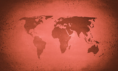 Old red world map