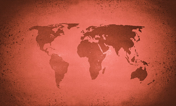 Fototapeta Stara czerwona mapa świata