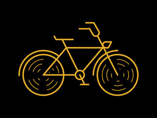 Fototapeta premium Vector bycicle icon in linear style Modern illustration of retro transport On black background