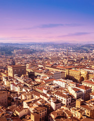 Aerial view of Florence, Tuscany, Italy. View from Cathedral Santa Maria Del Fiore. Beautiful...